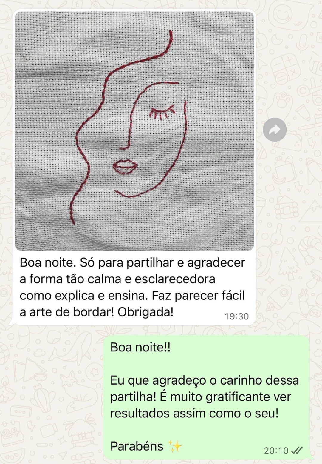 Aluna agradece a forma calma e esclarecedora de ensinar
