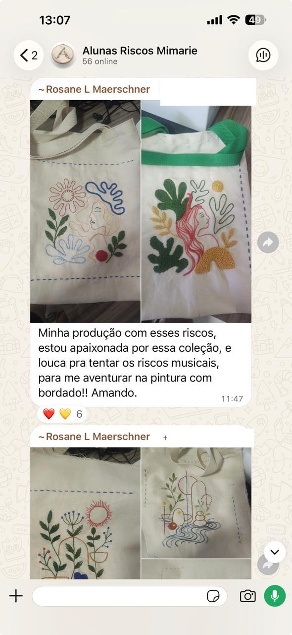 Rosane: bolsas bordadas, apaixonada pela coleção
