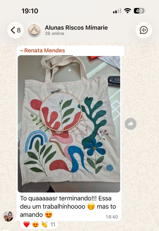 Renata: bolsa bordada quase terminada