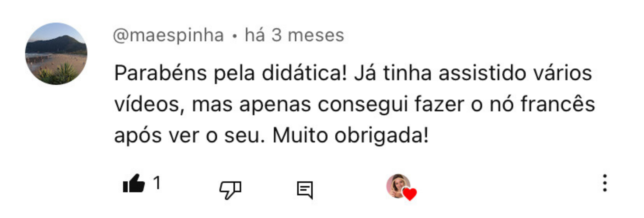 Comentário: só conseguiu fazer o nó francês depois do vídeo